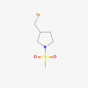 molecular formula C6H12BrNO2S B2933568 3-(溴甲基)-1-甲磺酰吡咯烷 CAS No. 1511301-60-2