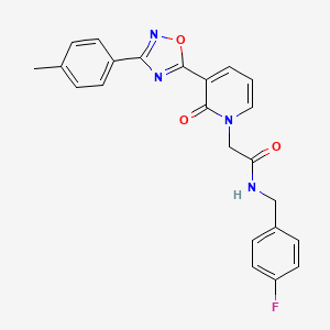 molecular formula C23H19FN4O3 B2933582 N-(4-fluorobenzyl)-2-[3-[3-(4-methylphenyl)-1,2,4-oxadiazol-5-yl]-2-oxopyridin-1(2H)-yl]acetamide CAS No. 1260990-39-3