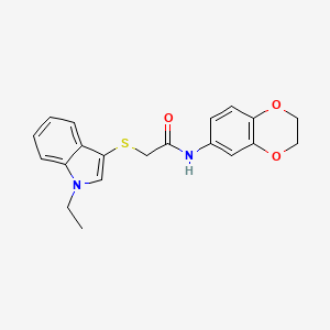 molecular formula C20H20N2O3S B2933617 N-(2,3-dihydro-1,4-benzodioxin-6-yl)-2-[(1-ethyl-1H-indol-3-yl)sulfanyl]acetamide CAS No. 450350-13-7