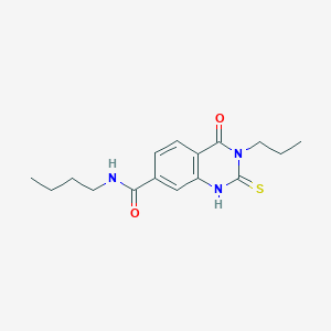 molecular formula C16H21N3O2S B2933659 N-butyl-4-oxo-3-propyl-2-sulfanylidene-1,2,3,4-tetrahydroquinazoline-7-carboxamide CAS No. 403727-71-9