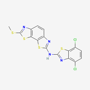 molecular formula C16H8Cl2N4S4 B2933665 N-(4,7-dichloro-1,3-benzothiazol-2-yl)-2-methylsulfanyl-[1,3]thiazolo[4,5-g][1,3]benzothiazol-7-amine CAS No. 1286711-66-7