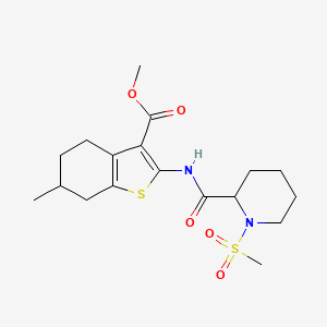 molecular formula C18H26N2O5S2 B2933670 methyl 2-(1-methanesulfonylpiperidine-2-amido)-6-methyl-4,5,6,7-tetrahydro-1-benzothiophene-3-carboxylate CAS No. 1214069-30-3