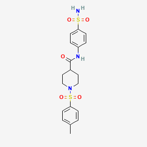 molecular formula C19H23N3O5S2 B2933671 1-[(4-methylphenyl)sulfonyl]-N-(4-sulfamoylphenyl)piperidine-4-carboxamide CAS No. 768293-67-0