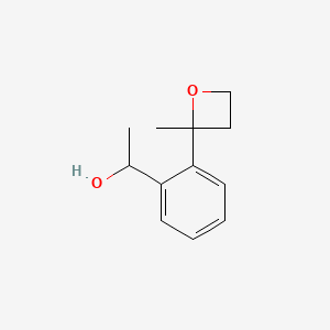 molecular formula C12H16O2 B2933677 1-[2-(2-methyloxetan-2-yl)phenyl]ethan-1-ol CAS No. 1823913-11-6
