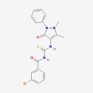 molecular formula C19H17BrN4O2S B293368 N-(3-bromobenzoyl)-N'-(1,5-dimethyl-3-oxo-2-phenyl-2,3-dihydro-1H-pyrazol-4-yl)thiourea 