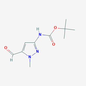 molecular formula C10H15N3O3 B2933694 tert-butylN-(5-formyl-1-methyl-1H-pyrazol-3-yl)carbamate CAS No. 1529558-99-3