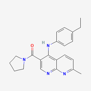 molecular formula C22H24N4O B2933710 N-(4-ethylphenyl)-7-methyl-3-(pyrrolidine-1-carbonyl)-1,8-naphthyridin-4-amine CAS No. 1251689-16-3