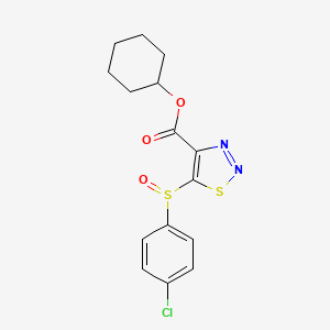 molecular formula C15H15ClN2O3S2 B2933766 Cyclohexyl 5-[(4-chlorophenyl)sulfinyl]-1,2,3-thiadiazole-4-carboxylate CAS No. 321431-05-4