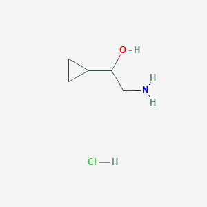 molecular formula C5H12ClNO B2933776 2-Amino-1-cyclopropylethan-1-ol hydrochloride CAS No. 2413898-48-1