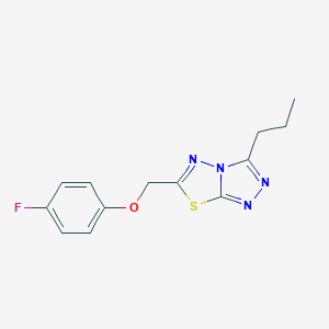 molecular formula C13H13FN4OS B293379 6-[(4-Fluorophenoxy)methyl]-3-propyl[1,2,4]triazolo[3,4-b][1,3,4]thiadiazole 