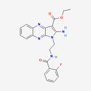 molecular formula C22H20FN5O3 B2933819 ethyl 2-amino-1-(2-(2-fluorobenzamido)ethyl)-1H-pyrrolo[2,3-b]quinoxaline-3-carboxylate CAS No. 378221-44-4