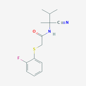 molecular formula C14H17FN2OS B2933839 N-(1-cyano-1,2-dimethylpropyl)-2-[(2-fluorophenyl)sulfanyl]acetamide CAS No. 926130-46-3