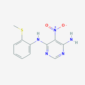 molecular formula C11H11N5O2S B2933840 N4-[2-(methylsulfanyl)phenyl]-5-nitropyrimidine-4,6-diamine CAS No. 450345-11-6