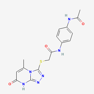 molecular formula C16H16N6O3S B2933841 N-(4-acetamidophenyl)-2-({5-methyl-7-oxo-7H,8H-[1,2,4]triazolo[4,3-a]pyrimidin-3-yl}sulfanyl)acetamide CAS No. 877639-10-6