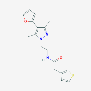 molecular formula C17H19N3O2S B2933843 N-(2-(4-(furan-2-yl)-3,5-dimethyl-1H-pyrazol-1-yl)ethyl)-2-(thiophen-3-yl)acetamide CAS No. 2097865-93-3