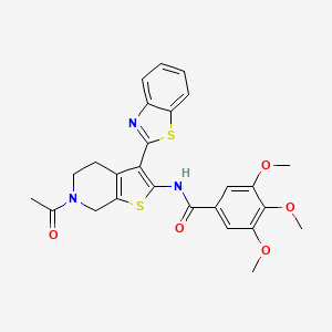 molecular formula C26H25N3O5S2 B2933852 N-[6-acetyl-3-(1,3-benzothiazol-2-yl)-4H,5H,6H,7H-thieno[2,3-c]pyridin-2-yl]-3,4,5-trimethoxybenzamide CAS No. 864859-47-2