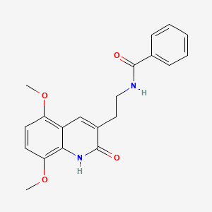 molecular formula C20H20N2O4 B2933858 N-(2-(5,8-dimethoxy-2-oxo-1,2-dihydroquinolin-3-yl)ethyl)benzamide CAS No. 851403-84-4