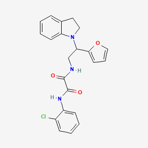 molecular formula C22H20ClN3O3 B2933906 N1-(2-chlorophenyl)-N2-(2-(furan-2-yl)-2-(indolin-1-yl)ethyl)oxalamide CAS No. 904270-69-5