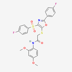 N-(2,4-dimethoxyphenyl)-2-[[2-(4-fluorophenyl)-4-(4-fluorophenyl)sulfonyl-1,3-oxazol-5-yl]sulfanyl]acetamide