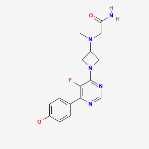 2-[[1-[5-Fluoro-6-(4-methoxyphenyl)pyrimidin-4-yl]azetidin-3-yl]-methylamino]acetamide