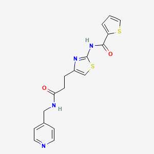 molecular formula C17H16N4O2S2 B2933947 N-(4-(3-oxo-3-((pyridin-4-ylmethyl)amino)propyl)thiazol-2-yl)thiophene-2-carboxamide CAS No. 1021133-26-5