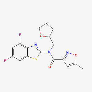molecular formula C17H15F2N3O3S B2933959 N-(4,6-difluoro-1,3-benzothiazol-2-yl)-5-methyl-N-[(oxolan-2-yl)methyl]-1,2-oxazole-3-carboxamide CAS No. 946304-81-0