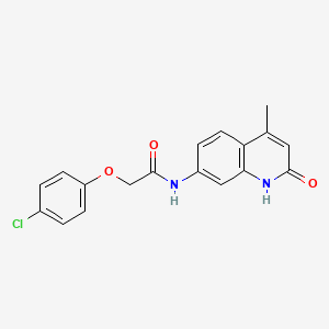 2-(4-chlorophenoxy)-N-(4-methyl-2-oxo-1H-quinolin-7-yl)acetamide