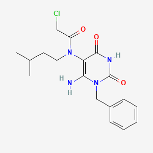 molecular formula C18H23ClN4O3 B2934004 N-(6-amino-1-benzyl-2,4-dioxopyrimidin-5-yl)-2-chloro-N-(3-methylbutyl)acetamide CAS No. 571917-23-2