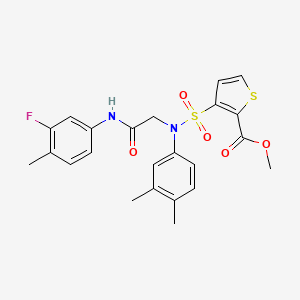 molecular formula C23H23FN2O5S2 B2934014 methyl 3-[(3,4-dimethylphenyl)({[(3-fluoro-4-methylphenyl)carbamoyl]methyl})sulfamoyl]thiophene-2-carboxylate CAS No. 946384-99-2