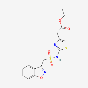 molecular formula C15H15N3O5S2 B2934015 Ethyl 2-(2-(benzo[d]isoxazol-3-ylmethylsulfonamido)thiazol-4-yl)acetate CAS No. 1797696-86-6