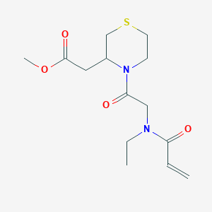 molecular formula C14H22N2O4S B2934043 Methyl 2-[4-[2-[ethyl(prop-2-enoyl)amino]acetyl]thiomorpholin-3-yl]acetate CAS No. 2361880-22-8