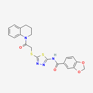 N-(5-((2-(3,4-dihydroquinolin-1(2H)-yl)-2-oxoethyl)thio)-1,3,4-thiadiazol-2-yl)benzo[d][1,3]dioxole-5-carboxamide