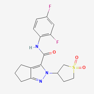molecular formula C17H17F2N3O3S B2934066 N-(2,4-difluorophenyl)-2-(1,1-dioxo-1lambda6-thiolan-3-yl)-2H,4H,5H,6H-cyclopenta[c]pyrazole-3-carboxamide CAS No. 2309555-34-6