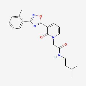 molecular formula C21H24N4O3 B2934088 N-(3-methylbutyl)-2-{3-[3-(2-methylphenyl)-1,2,4-oxadiazol-5-yl]-2-oxo-1,2-dihydropyridin-1-yl}acetamide CAS No. 1251634-18-0