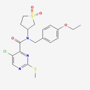 molecular formula C19H22ClN3O4S2 B2934122 5-chloro-N-(1,1-dioxidotetrahydrothiophen-3-yl)-N-(4-ethoxybenzyl)-2-(methylsulfanyl)pyrimidine-4-carboxamide CAS No. 880786-89-0