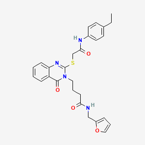 molecular formula C27H28N4O4S B2934125 4-[2-[2-(4-ethylanilino)-2-oxoethyl]sulfanyl-4-oxoquinazolin-3-yl]-N-(furan-2-ylmethyl)butanamide CAS No. 451465-29-5