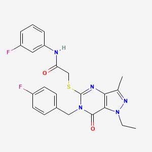 2-({1-ethyl-6-[(4-fluorophenyl)methyl]-3-methyl-7-oxo-1H,6H,7H-pyrazolo[4,3-d]pyrimidin-5-yl}sulfanyl)-N-(3-fluorophenyl)acetamide