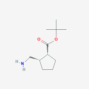 molecular formula C11H21NO2 B2934159 Tert-butyl (1R,2S)-2-(aminomethyl)cyclopentane-1-carboxylate CAS No. 1933497-35-8