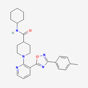 molecular formula C26H31N5O2 B2934176 N-cyclohexyl-1-{3-[3-(4-methylphenyl)-1,2,4-oxadiazol-5-yl]pyridin-2-yl}piperidine-4-carboxamide CAS No. 1351772-04-7