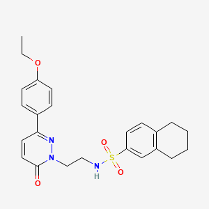 molecular formula C24H27N3O4S B2934193 N-(2-(3-(4-ethoxyphenyl)-6-oxopyridazin-1(6H)-yl)ethyl)-5,6,7,8-tetrahydronaphthalene-2-sulfonamide CAS No. 921514-14-9