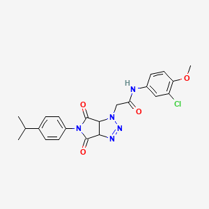 molecular formula C22H22ClN5O4 B2934201 N-(3-chloro-4-methoxyphenyl)-2-{4,6-dioxo-5-[4-(propan-2-yl)phenyl]-1H,3aH,4H,5H,6H,6aH-pyrrolo[3,4-d][1,2,3]triazol-1-yl}acetamide CAS No. 1052604-92-8