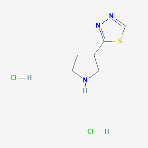 molecular formula C6H11Cl2N3S B2934213 2-(Pyrrolidin-3-yl)-1,3,4-thiadiazole dihydrochloride CAS No. 2416231-41-7