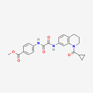 molecular formula C23H23N3O5 B2934222 Methyl 4-(2-((1-(cyclopropanecarbonyl)-1,2,3,4-tetrahydroquinolin-7-yl)amino)-2-oxoacetamido)benzoate CAS No. 898429-55-5