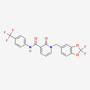 molecular formula C21H13F5N2O4 B2934232 1-[(2,2-difluoro-2H-1,3-benzodioxol-5-yl)methyl]-2-oxo-N-[4-(trifluoromethyl)phenyl]-1,2-dihydropyridine-3-carboxamide CAS No. 400082-70-4