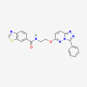 molecular formula C21H16N6O2S B2934271 N-(2-((3-phenyl-[1,2,4]triazolo[4,3-b]pyridazin-6-yl)oxy)ethyl)benzo[d]thiazole-6-carboxamide CAS No. 1210265-58-9