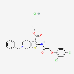 molecular formula C25H25Cl3N2O4S B2934355 Ethyl 6-benzyl-2-(2-(2,4-dichlorophenoxy)acetamido)-4,5,6,7-tetrahydrothieno[2,3-c]pyridine-3-carboxylate hydrochloride CAS No. 1216585-15-7