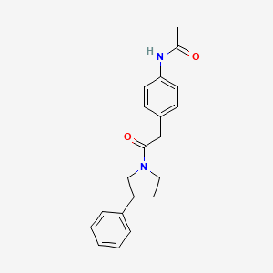 molecular formula C20H22N2O2 B2934362 N-{4-[2-oxo-2-(3-phenylpyrrolidin-1-yl)ethyl]phenyl}acetamide CAS No. 2034617-15-5