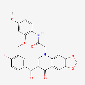 molecular formula C27H21FN2O7 B2934366 N-(2,4-dimethoxyphenyl)-2-[7-(4-fluorobenzoyl)-8-oxo-2H,5H,8H-[1,3]dioxolo[4,5-g]quinolin-5-yl]acetamide CAS No. 866343-00-2