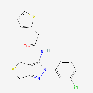 molecular formula C17H14ClN3OS2 B2934422 N-[2-(3-chlorophenyl)-2H,4H,6H-thieno[3,4-c]pyrazol-3-yl]-2-(thiophen-2-yl)acetamide CAS No. 450340-57-5