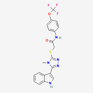 molecular formula C20H16F3N5O2S B2934423 2-((5-(1H-indol-3-yl)-4-methyl-4H-1,2,4-triazol-3-yl)thio)-N-(4-(trifluoromethoxy)phenyl)acetamide CAS No. 852143-02-3